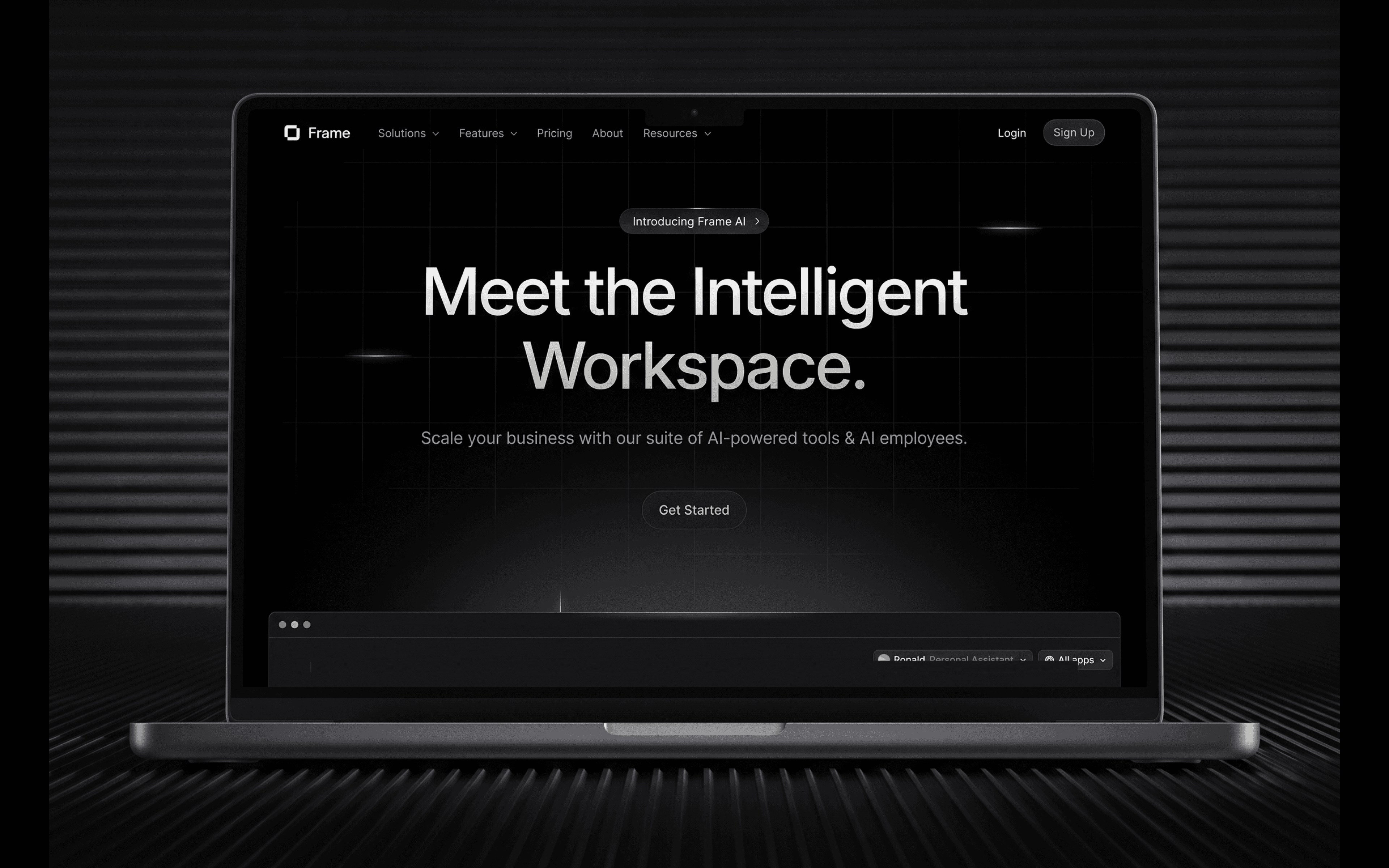 Frame — home page, desktop