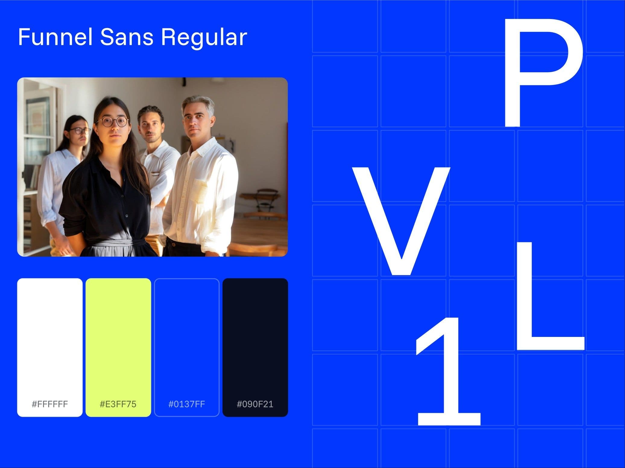 The brand system, Funnel Sans, the founder photography and the palette