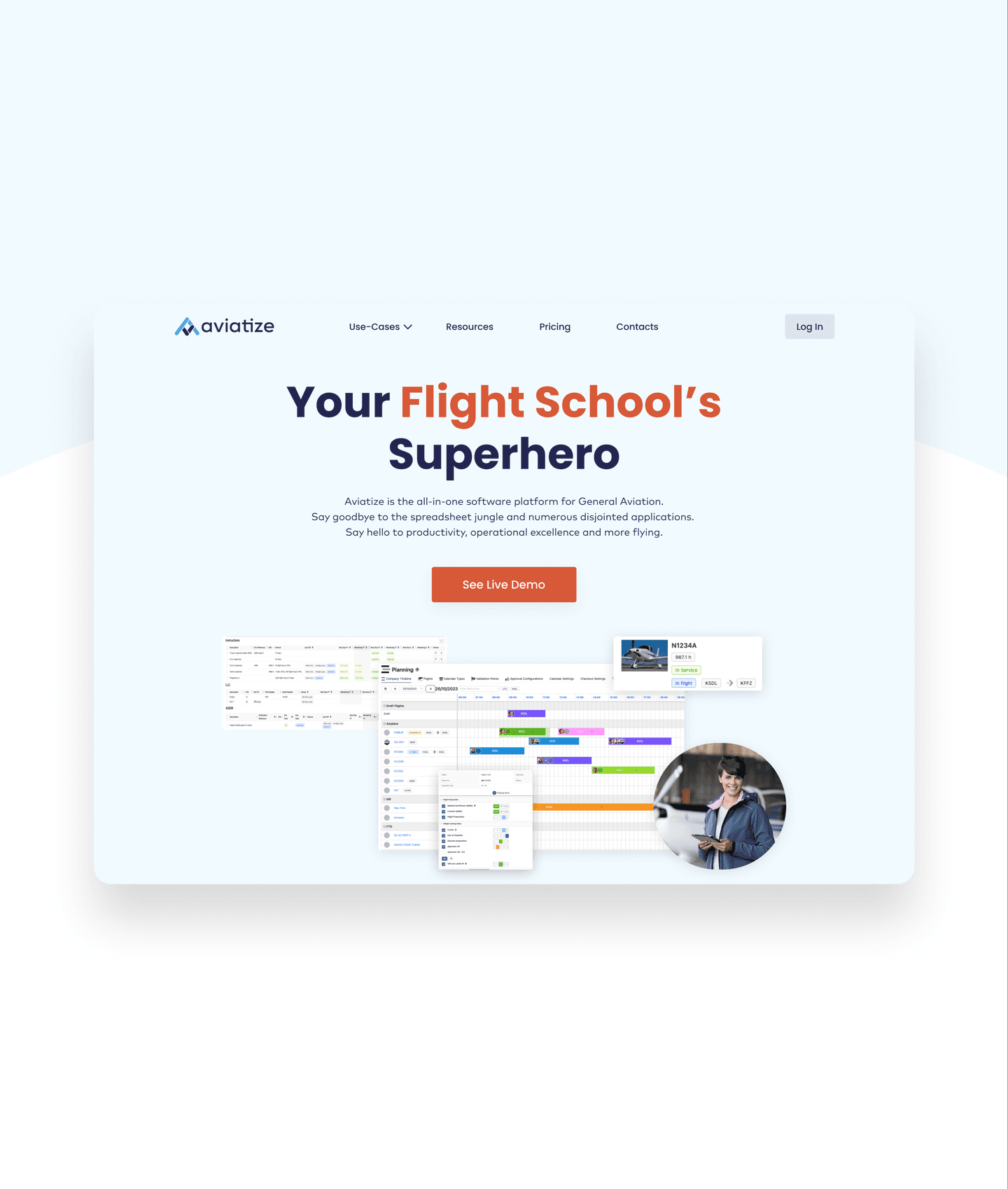 Aviatize — flight school software site