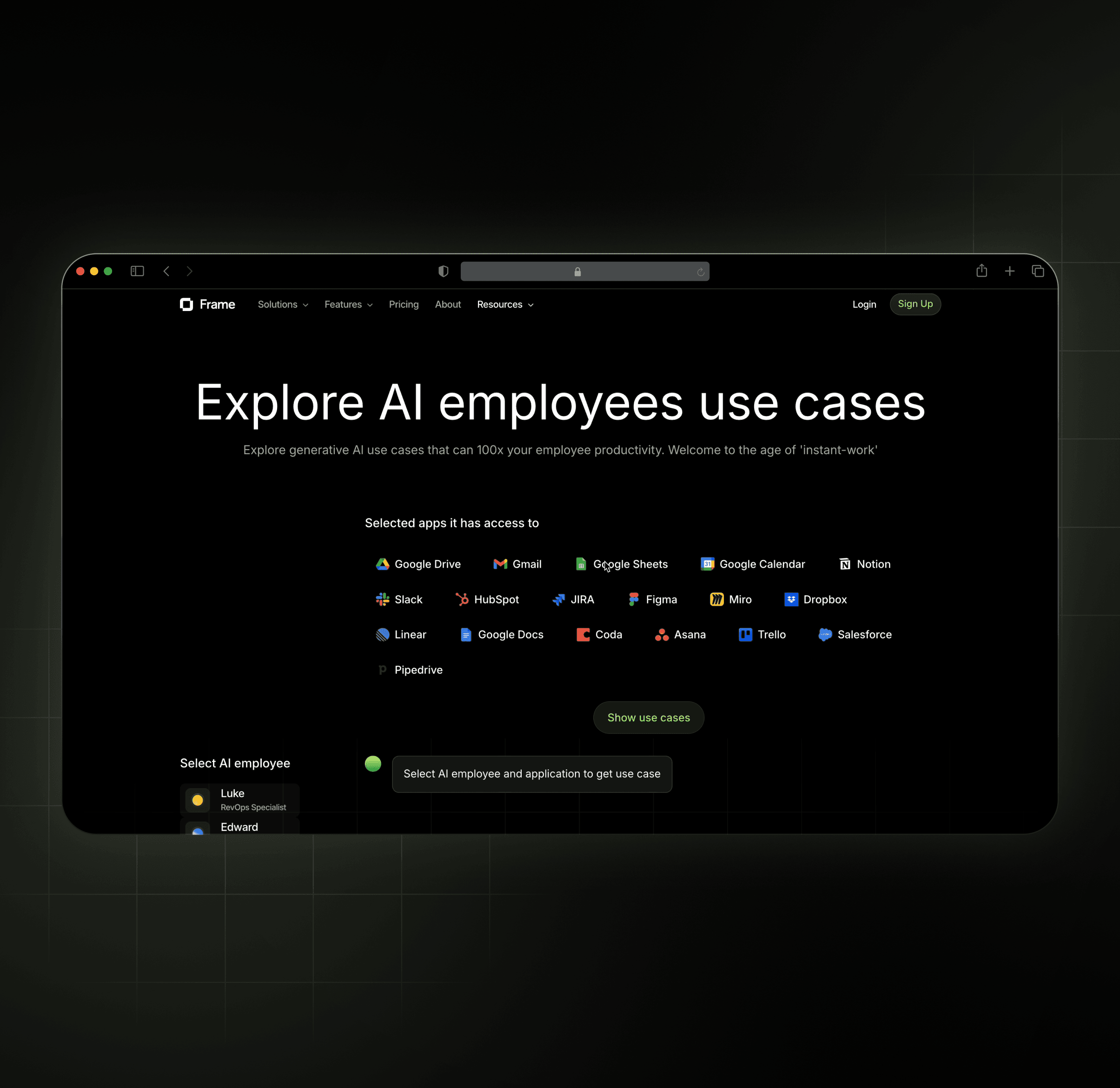 Frame — AI use cases demo