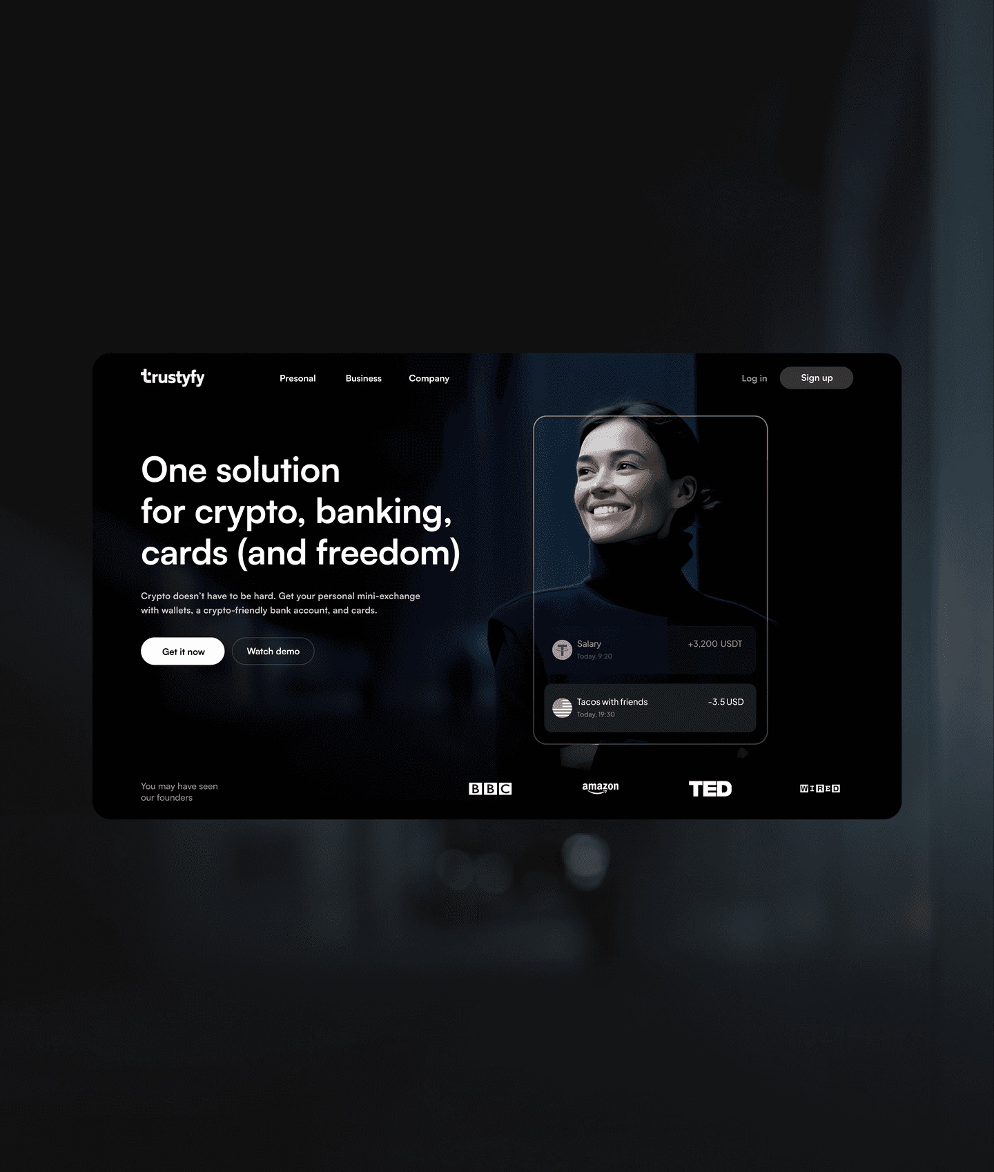 Trustyfy — crypto and banking product site