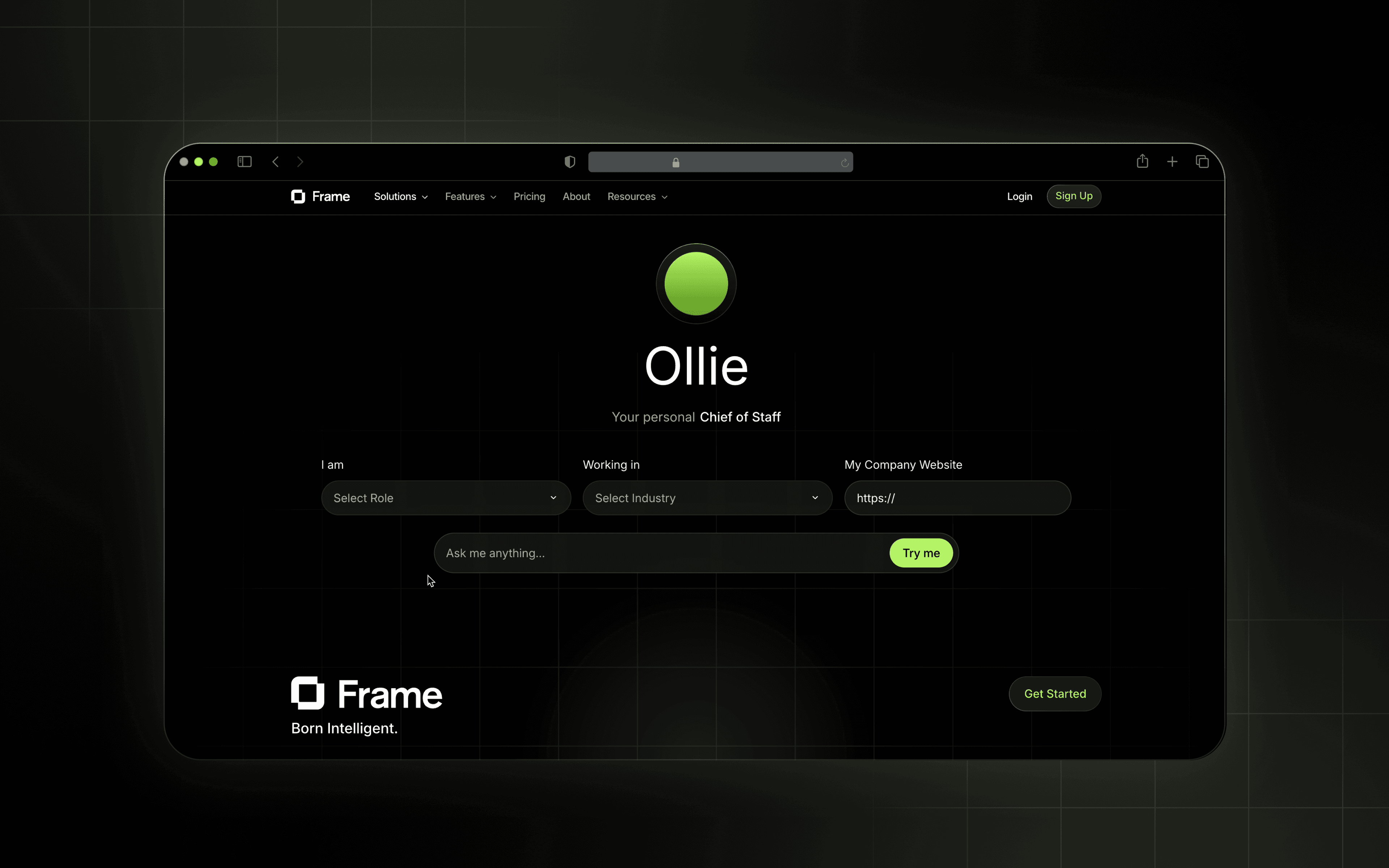 Frame — AI agent demo