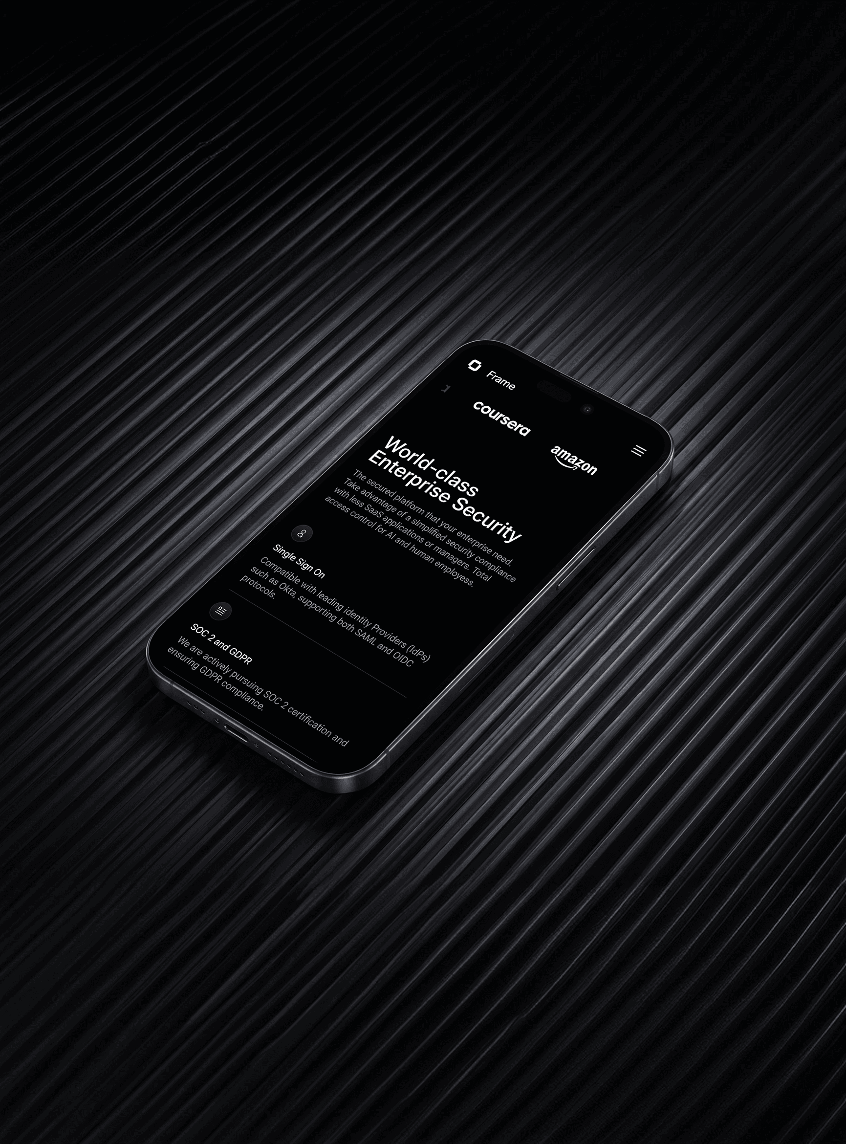 Frame — supporting screen