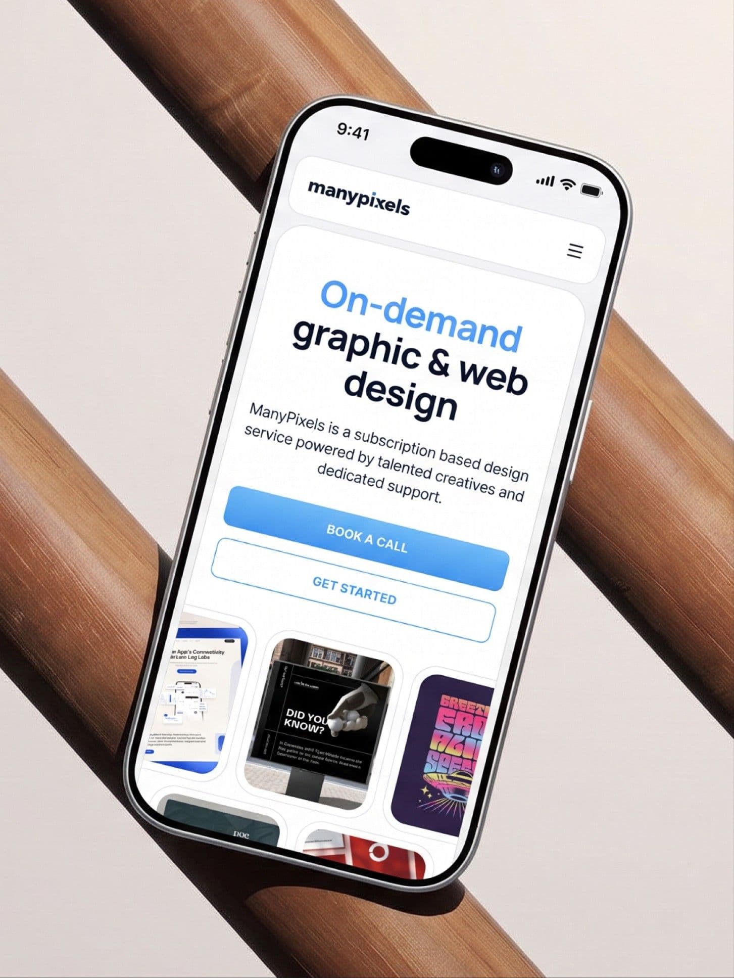 The mobile home page, held in one hand
