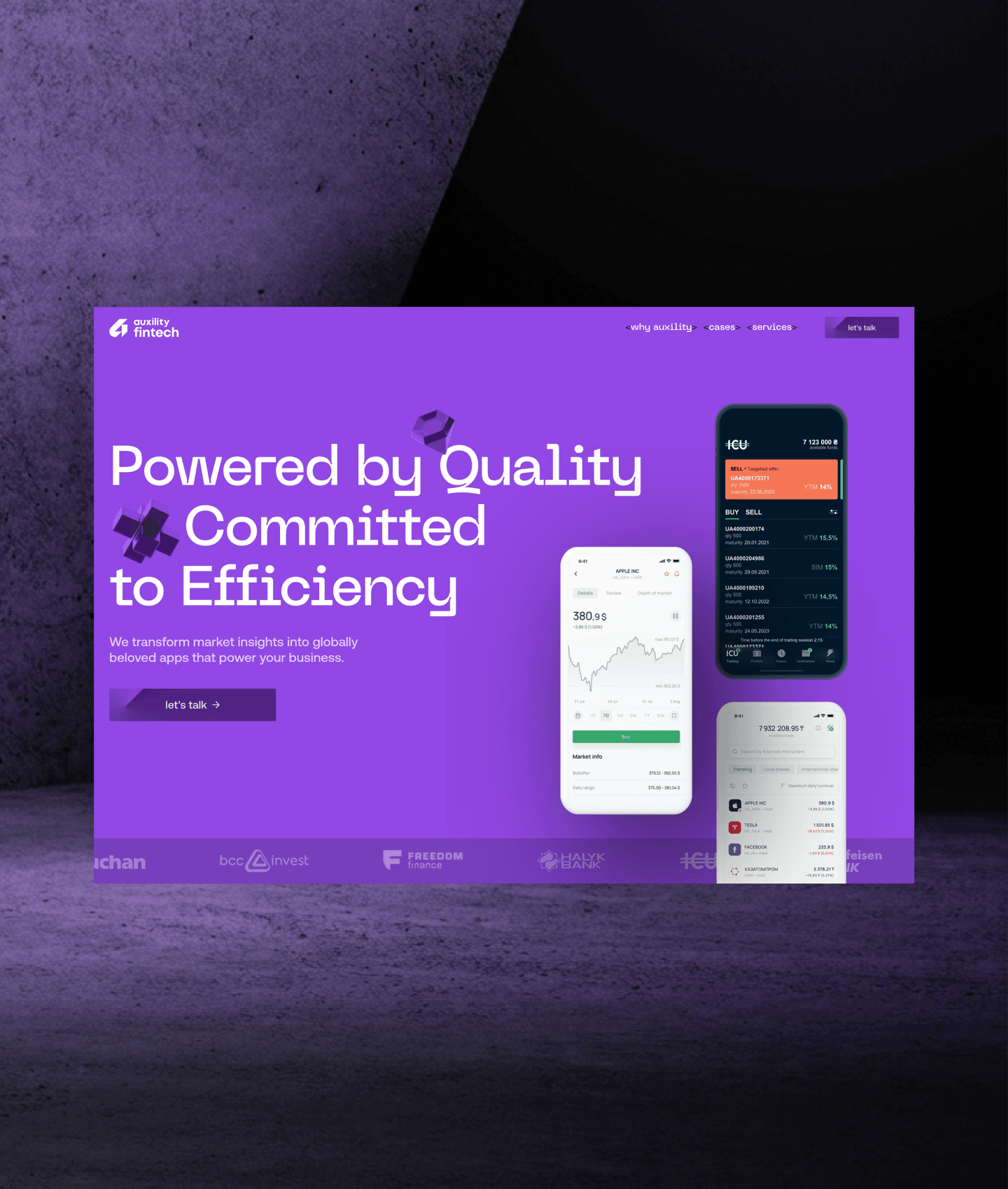 Auxility — fintech app studio site